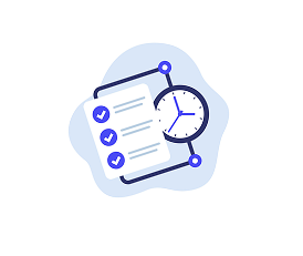 Clock and checklist icons on a white background representing time tracking